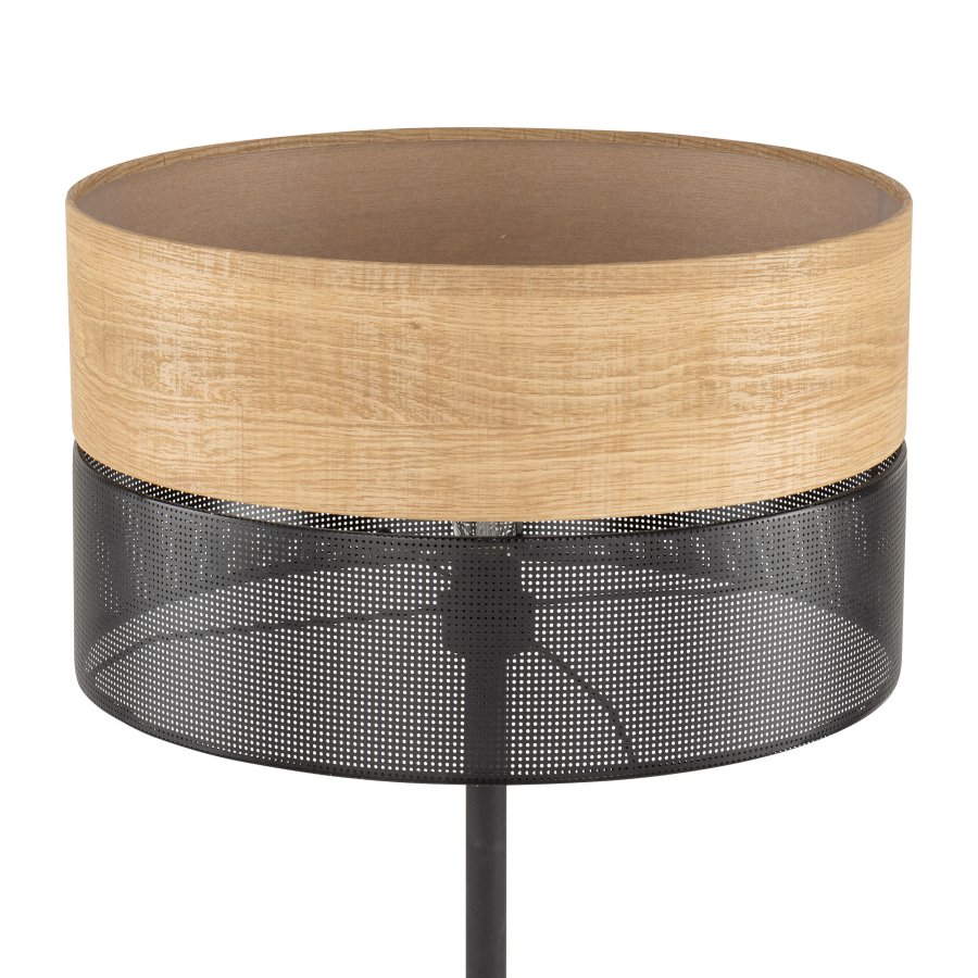 TK Nicol gulvlampe - naturfiner og sort PVC folie/metall