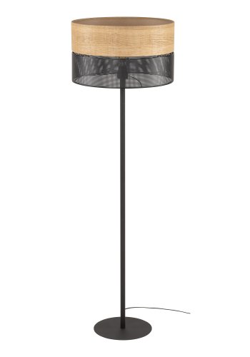TK Nicol gulvlampe - naturfiner og sort PVC folie/metall