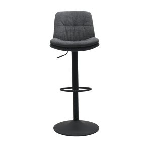 Colville barstol, m. ryggstöd och fotstöd - mörkgrtt tyg och svart trumpetbas