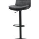 Colville Barhocker, mit Rückenlehne und Fußstütze – dunkelgrauer Stoff und schwarzer Trompetenfuß