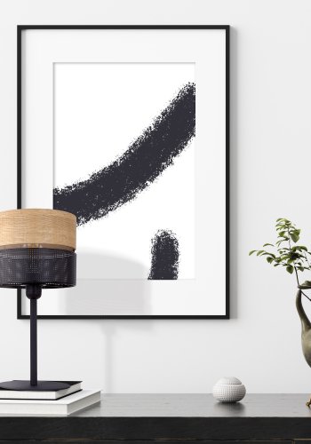 TK Nicol bordlampe - naturfiner og sort PVC folie/metall