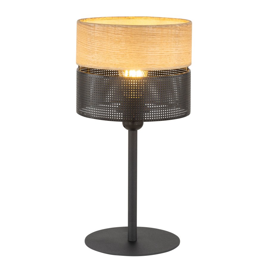 TK Nicol bordlampe - naturfiner og sort PVC folie/metall