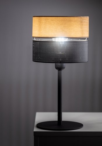 TK Nicol bordlampe - naturfiner og sort PVC folie/metall