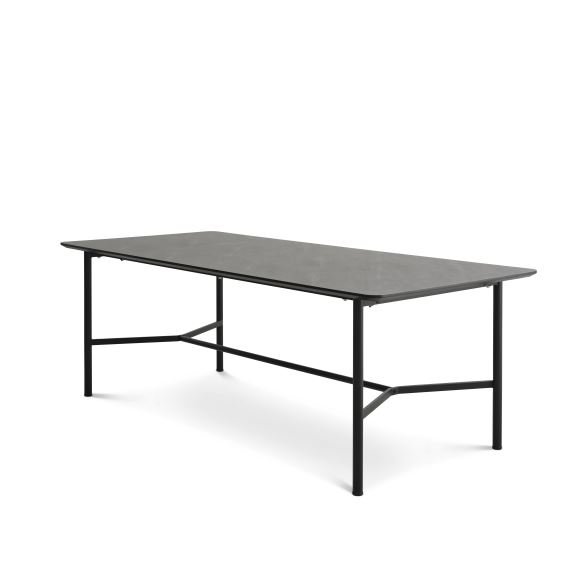 Bering spisebord, rektangulrt - antrasittgr HPL og svart metall (100x220)