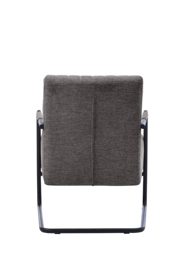 Trout Loungesessel mit Armlehnen – dunkelgrauer Stoff und schwarzes Metall