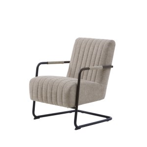 Öring ftölj, m. armstöd - äkta tyg och svart metall