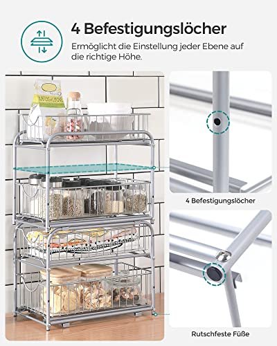 SONGMICS organizer 2 uttrekkbare skuffer for skap, stables - slv stl