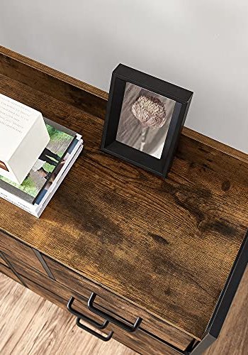 SONGMICS stoffkommode, soveromsoppbevaringsenhet, 7-skuffers kommode, med metallramme og hndtak, industriell, rustikk brun og svart LTS137B01