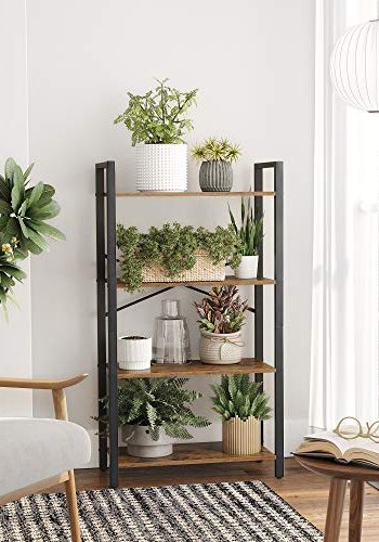 VASAGLE bokhylle, m. 4 hyller - rustikk brun sponplate og sort stl