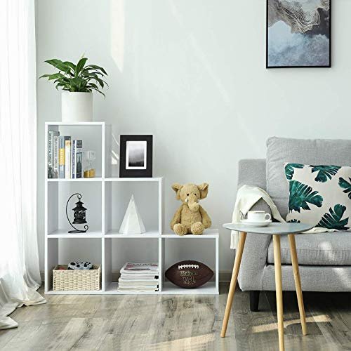 VASAGLE bokhylle, m. 6 rom - hvit sponplate