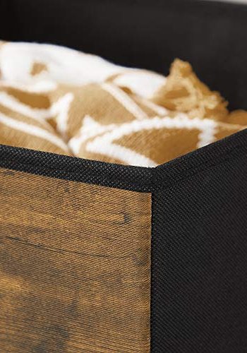 SONGMICS oppbevaringsboks, sammenleggbar - rustikk brunt og svart stoff og papp (sett med 6)