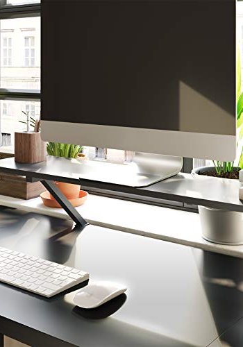 VASAGLE hjrnepult, med skjermstativ - svart sponplate og sort stl (140x130)