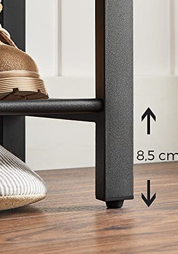 VASAGLE Schuhregal, mit 3 Gitterböden – braune Spanplatte und schwarzer Stahl