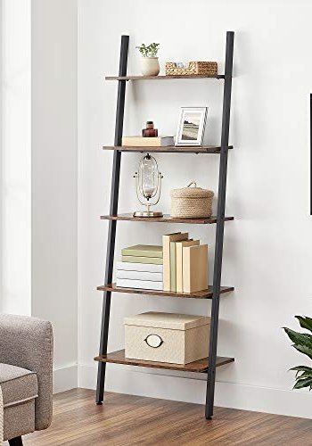 VASAGLE stigestativ, m. 5 hyller - brun sponplate og sort stl