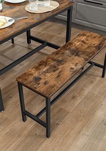 VASAGLE Esstischbank, rechteckig  rustikale braune Spanplatte und schwarzes Eisen (2er-Set)