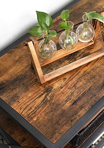 VASAGLE TV-bord, m. 2 hyller - rustikk brun sponplate og sort stl (140x39,2)