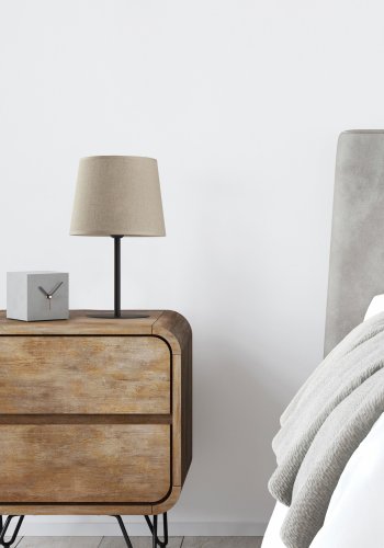 TK Chicago bordlampe - natur hr stof og sort stl