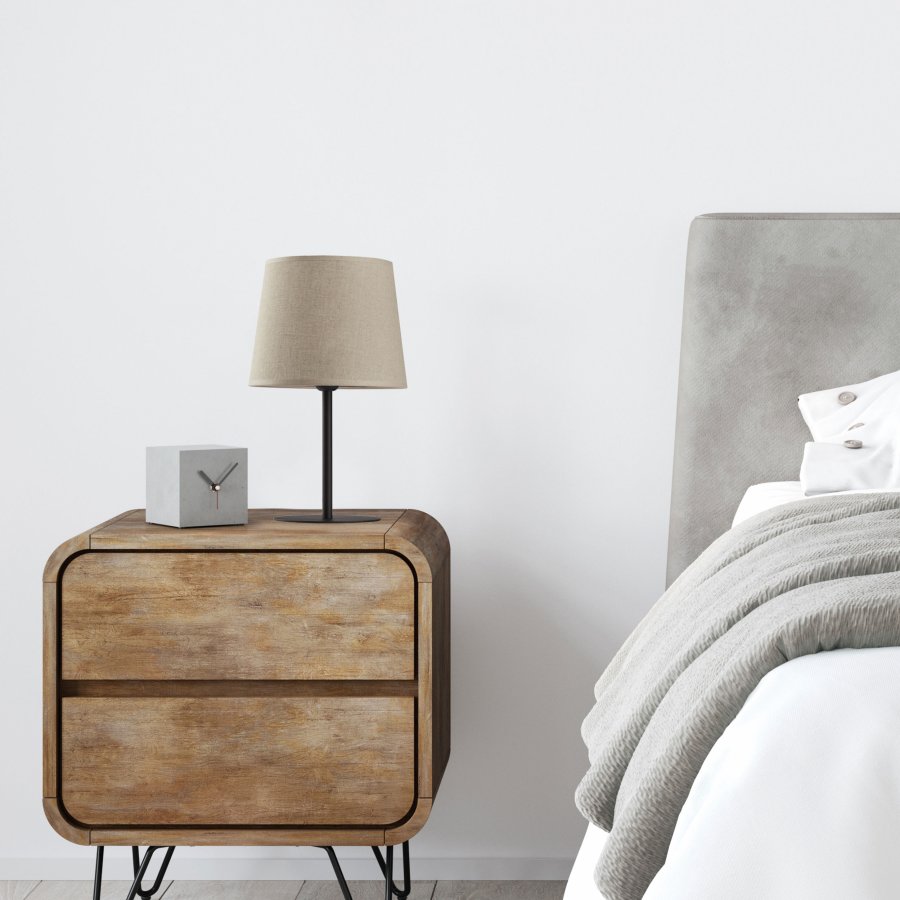 TK Chicago bordlampe - natur hr stof og sort stl