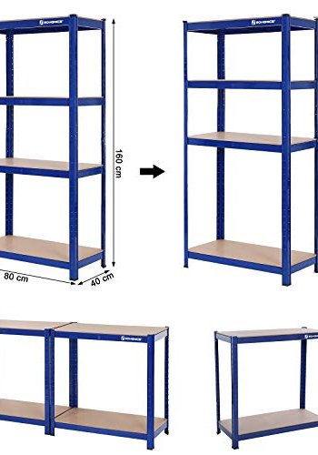 SONGMICS hylle for verktyrom, m. 4 hyller - MDF og bltt stl