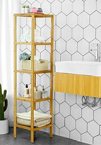 SONGMICS hylle, m. 5 hyller - naturlig bambus