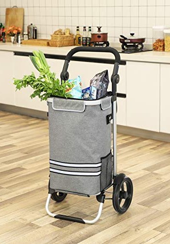 SONGMICS vogn, 35L, sammenleggbar, kjlebag, avtagbar ryggsekk, hjul - gr polyester og aluminium