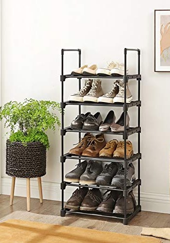 SONGMICS skohylle, m. 6 hyller - svart jern