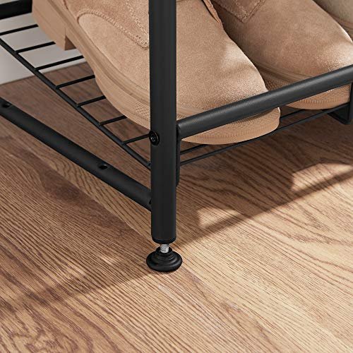 SONGMICS Schuhregal, mit 4 Ablagen, für 16 Paar Schuhe – schwarzer Stahl