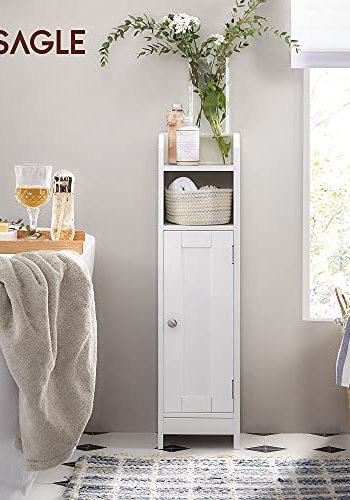 VASAGLE baderomsskap, m. 1 dr og 3 hyller - hvit MDF