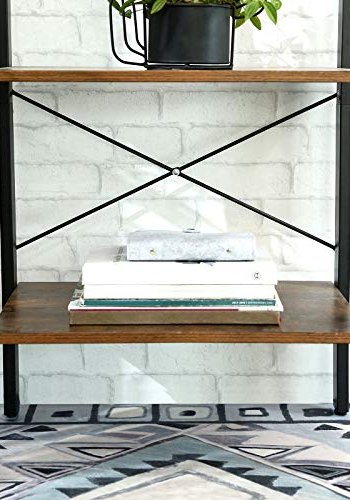 VASAGLE stigestativ, m. 4 hyller - rustikk brun sponplate og sort st�l