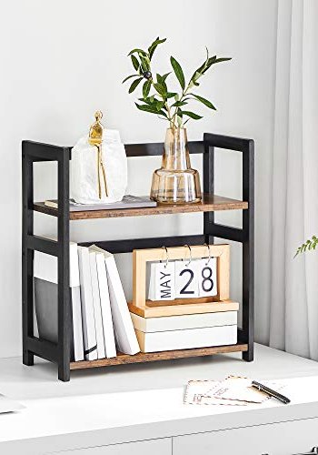 SONGMICS krydderihylde, m. 2 hylder - rustik brun og sort MDF