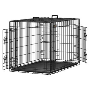 FEANDREA hundekasse, foldbar, m. hndtag og 2 lger - sort jern