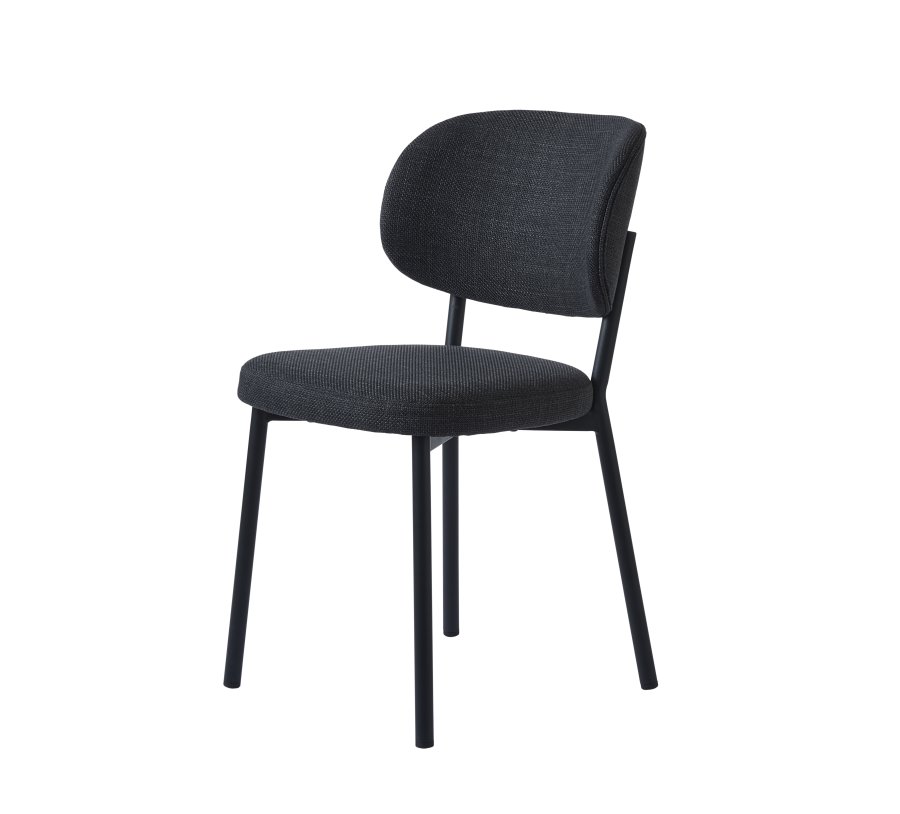 Fowler spisestol - mrkegr polyester og sorte ben