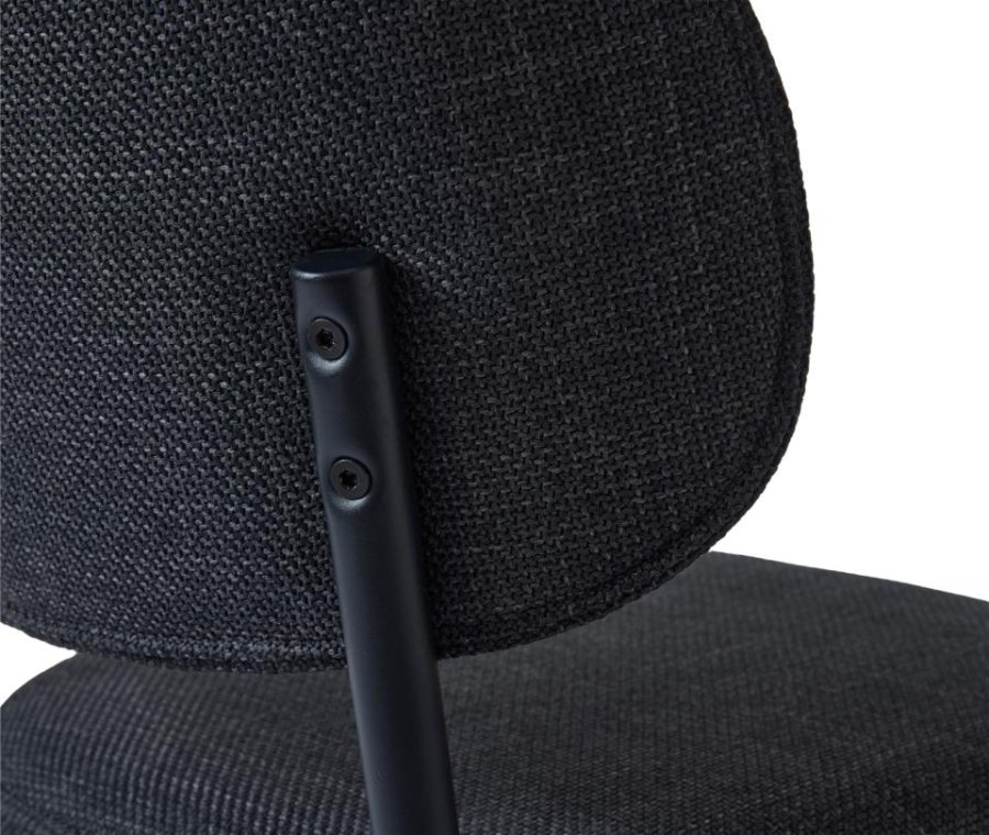 Fowler spisestol - mrkegr polyester og sorte ben