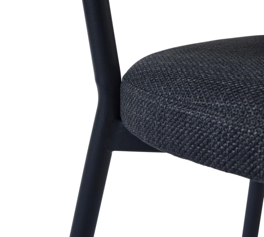 Fowler spisestol - mrkegr polyester og sorte ben