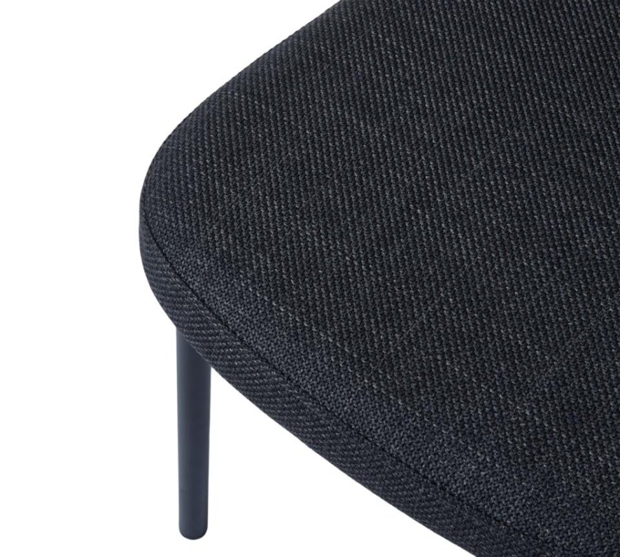 Fowler spisestol - mrkegr polyester og sorte ben