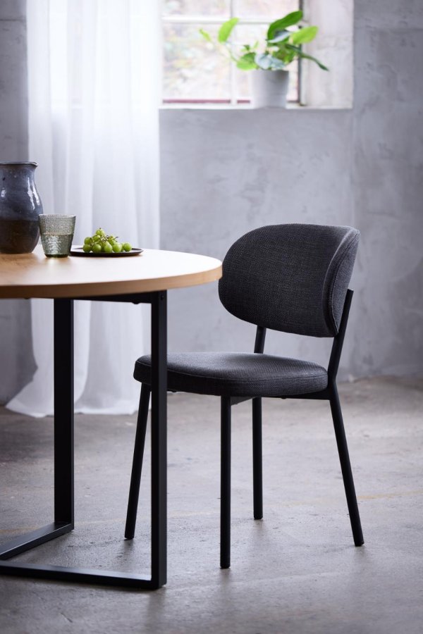 Fowler spisestol - mrkegr polyester og sorte ben