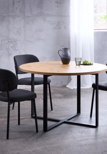 Fowler spisestol - mrkegr polyester og sorte ben