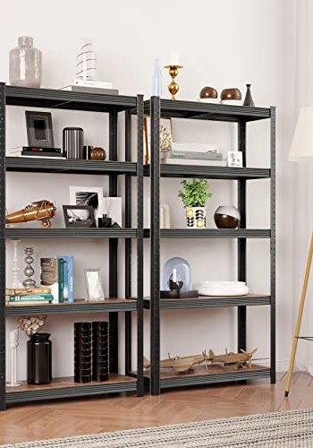 SONGMICS hylle, m. 5 hyller - brun MDF og sort stl