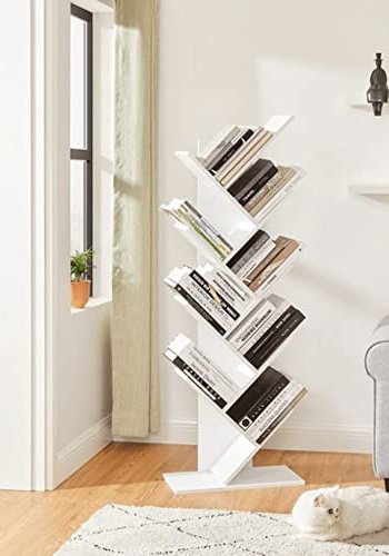 VASAGLE Bücherregal „Tree“ – weiße Spanplatte