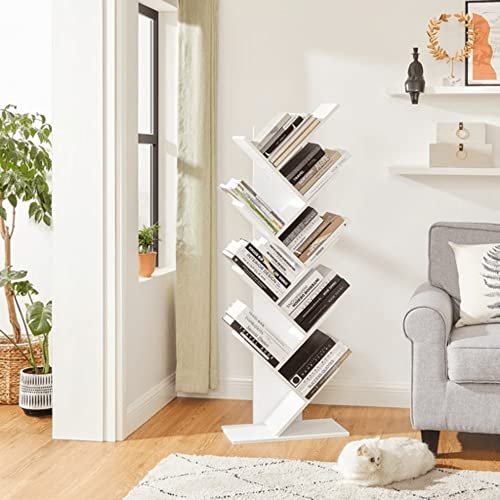 VASAGLE Bücherregal „Tree“ – weiße Spanplatte