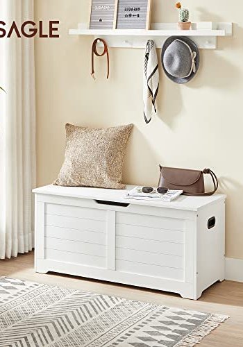 VASAGLE  bnk, m. opbevaring - mat hvid spnplade (100x40)