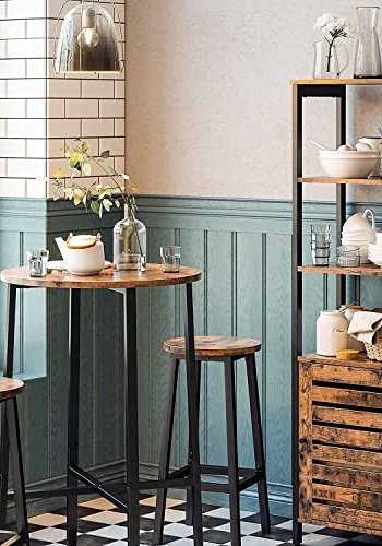 VASAGLE barkrakk, med fotsttte - brun sponplate og sort stl (sett med 2)