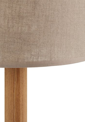 TK Deva bordlampe, rund - natur stof/fyrretr og sort stl