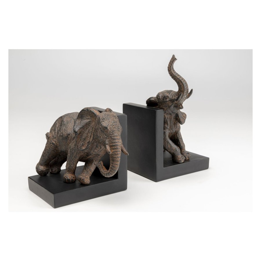 KARE DESIGN Elephants Bokstöd - Brunt Polyresin (Set om 2 cm)