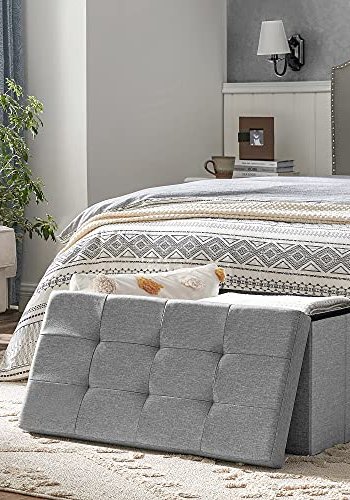 SONGMICS Osmannisk opbevaringskasse, foldbar, m. lg - lysegr linned