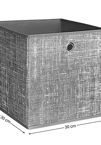 SONGMICS oppbevaringsboks, sammenleggbar - grtt stoff og papp (sett med 6)