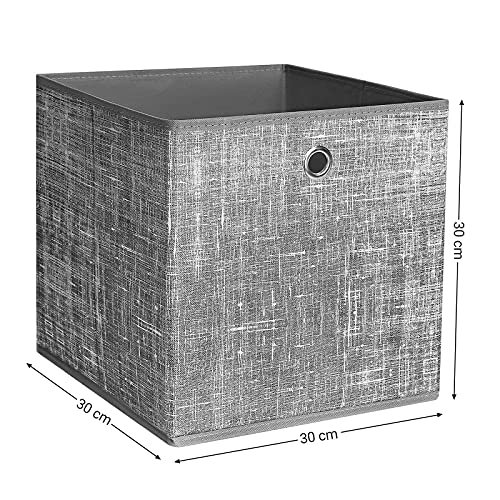 SONGMICS oppbevaringsboks, sammenleggbar - grtt stoff og papp (sett med 6)