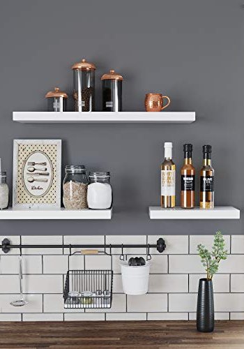 VASAGLE flytende hylle - hvit MDF (B:40)