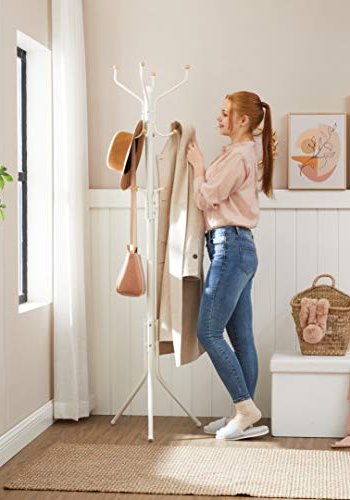 SONGMICS stum tjener, m. 12 kroker - kremhvit og elfenbensstl