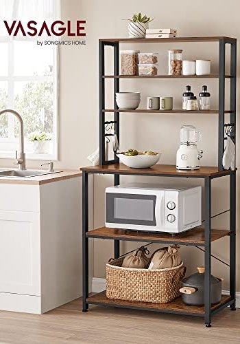 VASAGLE kjkkenhylle, m. 6 S-kroker og 6 hyller - brun sponplate og sort stl